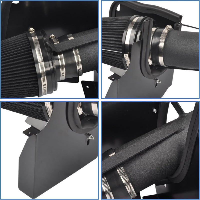 GESEXI 4" Cold Air Intake System + Heat Shield Compatible with 1999-2006 GMC/Chevy V8 4.8L/5.3L/6.0L Silverado 1500/2500/3500 (Black & Black) - Image 5